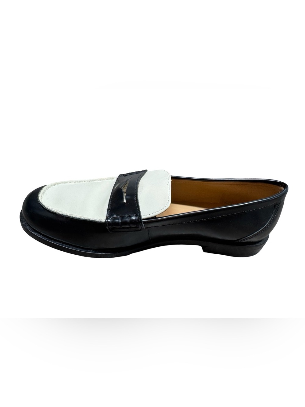 Madewell Black and White Leather Women's Penny Loafers - Picture 2 of 15